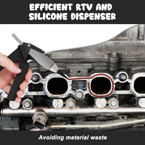 Pro Grade Tube Squeezer Tool For Silicone And RTV Dispensers being used on an engine part, black durable design in use