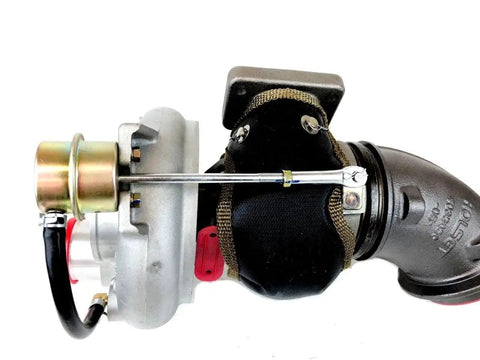 Black Turbo Blanket For HE351CW HY35W Turbochargers Shields Direct Heat Up To 2500 Degrees Fahrenheit with stainless steel caps