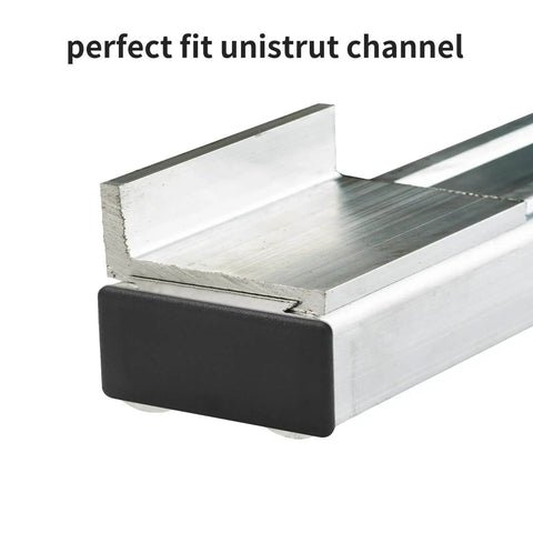 Protective black end caps for Unistrut channel ends deliver secure coverage, reduce sharp edges, and extend life of your strut setup