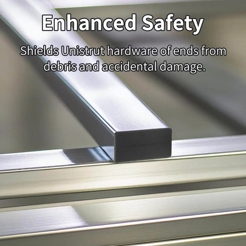 Protective black end caps for Unistrut channel ends deliver secure coverage, reduce sharp edges, extend life of strut setup