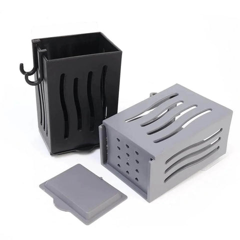 Multifunctional Kitchen Utensil Rack Draining Chopstick Holder Wall-Mounted Freestanding Cutlery Storage Box (Black) with parts displayed
