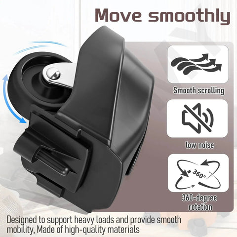 4 Pack Foot And Wheel Vacuum Caster Replacement Kit 12388 12293 showing black heavy-duty wheel and foot caster