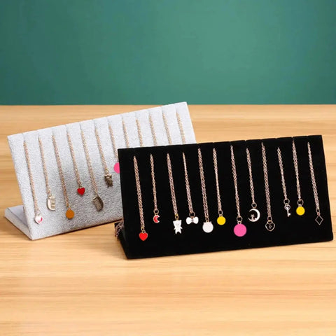 Velvet Jewelry Display Stand With Soft Surface And Tilted Angle For Earrings Bracelets And Anklets Countertop Necklace Holder