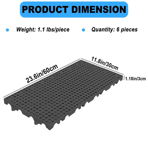 Six Pack Black Plastic Pallets With Ventilation Grid, 11.8 By 23.6 By 1.18 Inches, Lightweight And Moisture Proof HDPE Pallets