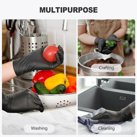 Black Vinyl Disposable Gloves Latex Free Powder Free Food Grade 100 Large used for washing vegetables and cleaning