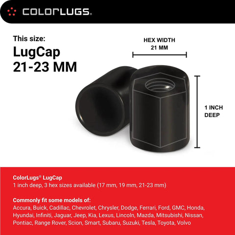 Vinyl Lug Nut Covers Black Flexible Fit For 21 To 23 Mm Lug Nuts Pack Of 25 Includes Deluxe Extractor Made In The USA