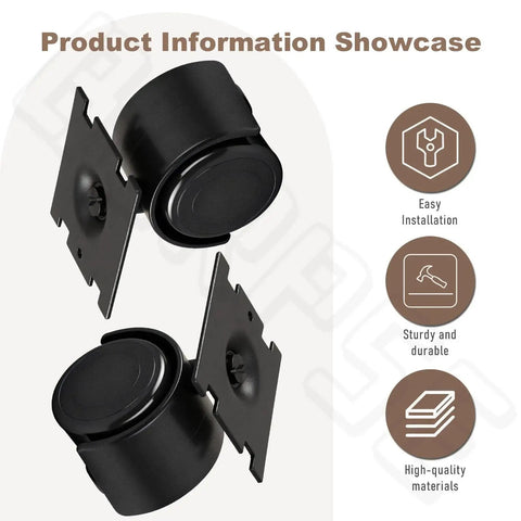 Front view of 40 Mm Wheel And Plate Assembly For Vacuum D4 D4C SE E E2 Series Dollie Cart Castor Wheels with black durable construction.