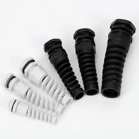 22 Piece Cable Gland Kit With PG7 To PG21 Sizes, 8.3Mm To 20.5Mm Thread Diameter, Black and White Nylon Strain Relief Glands