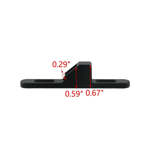 Side view of Two Pack Black Sliding Door Keeper Hardware Zinc Alloy Sliding Glass Door Lock Keeper with dimensions labeled