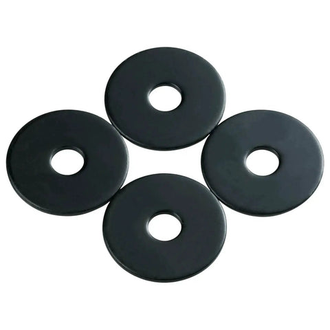 1/4 X 1 Inch Black Zinc Plated Fender Washers For Screws And Bolts, 50 Pieces, showing four washers in detail
