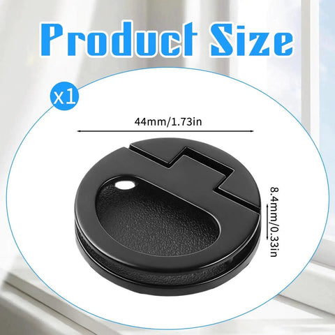 Flush Door Pull With Black Zinc Alloy Ring Handles 43.5 Mm Recessed Mount Lifting Ring Pulls, product size close-up