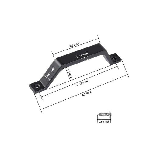Aluminum Alloy Barn Door Handles Set 6.1 Inch Sliding Door Pull Hardware shown with dimensions and mounting screws