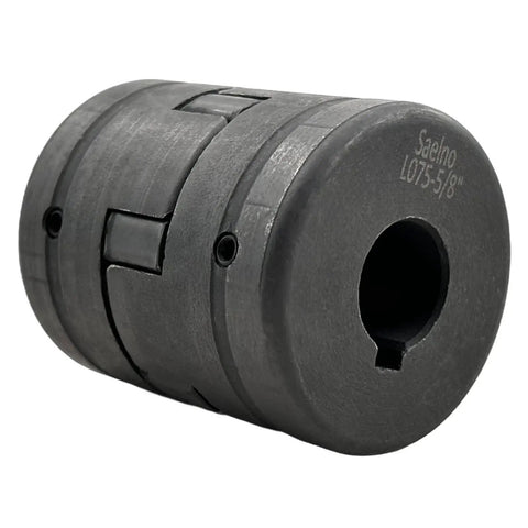 Flexible Five Eighths To Five Eighths L075 L Jaw Coupling Set With Rubber Spider For Log Wood Splitter, HT250 Cast Iron, blackened surface