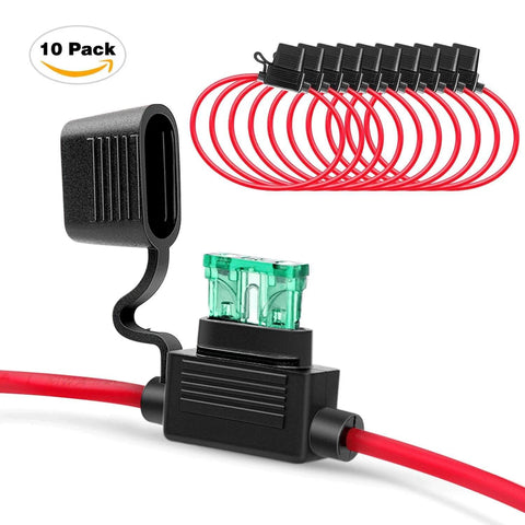 Assorted Standard Blade Fuses Kit For Your Ride With Inline Fuse Holders 120 Pcs Including 5A 7.5A 10A 15A 20A 25A 30A Set 14 AWG ATC ATO