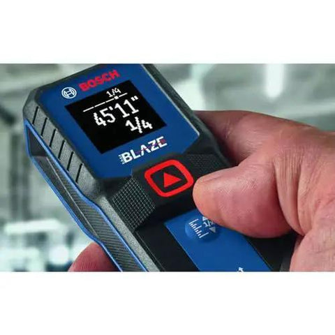 Effortlessly capture precise room dimensions and layout distances with a compact Blaze laser distance meter in hand view.