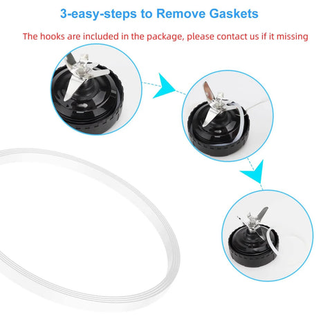Three Pack Replacement Gaskets For Blender Seals White O Ring 3.22 Inch Diameter, 0.2 Inch Tall with gasket removal steps