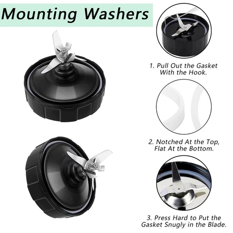 Diagram of mounting washers with a 3.94 Inch Rubber Gasket Replacement Seal Kit With Brush And Hook For High Performance Countertop Blenders.
