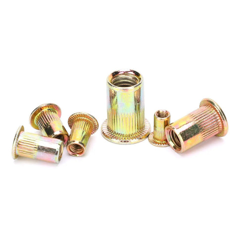 300 Piece Blind Rivet Nuts Set Color Plated Zinc Steel Galvanized Rustproof Nuts for Fastening Metal Plates and Pipes