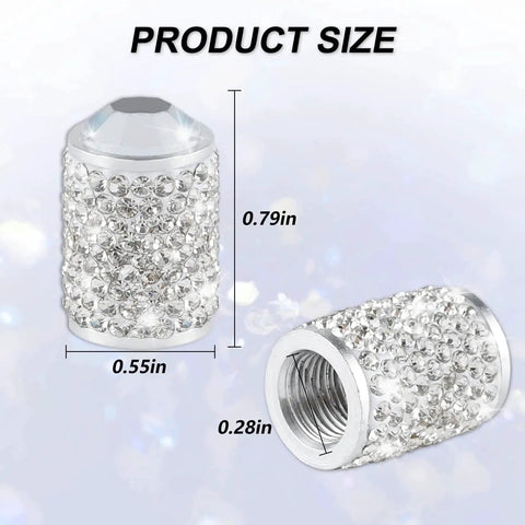 4 Pack Bling Crystal Tire Valve Caps With Rhinestones Waterproof Dustproof Valve Stem Caps For Cars Trucks SUVs And Motorcycles Universal Fit White Made From ABS Plastic And Copper Alloy With Polymer Clay Coating For Durable Sparkle