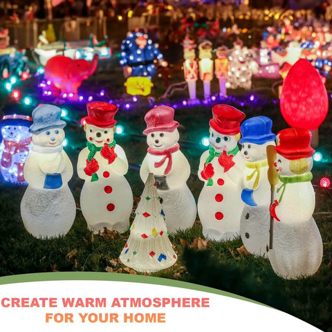 Outdoor display with snowman blow mold figures using 4 Pack Blow Mold Light Kit Replacements with On Off Switch Cords