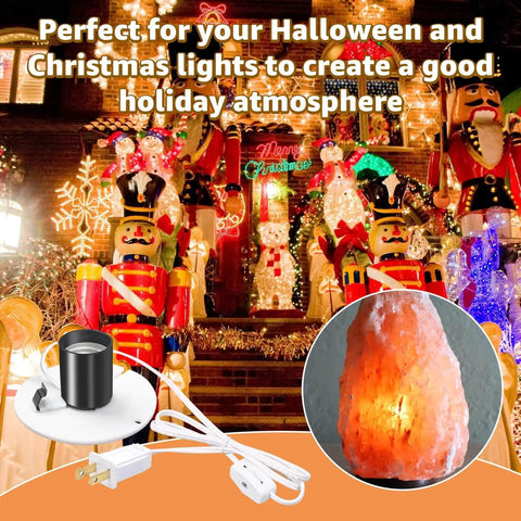 Two Pack Blow Mold Light Kit Replacement For Halloween And Christmas Decor With E27 E26 Socket, 5 Foot Cord, Salt Lamp Base