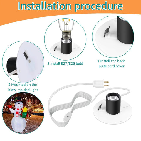 Installation procedure for Replacement Blow Mold Light Kit With Switch Fuse Plug For E26 E27 Bulbs 59 Inch Cord Indoor Outdoor Decor
