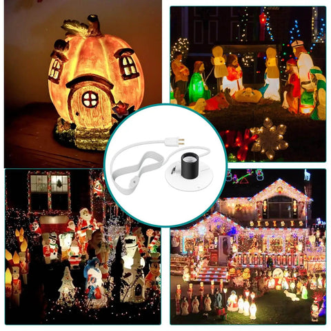Replacement Blow Mold Light Kit With Switch Fuse Plug For E26 E27 Bulbs 59 Inch Cord with festive holiday decorations and lights