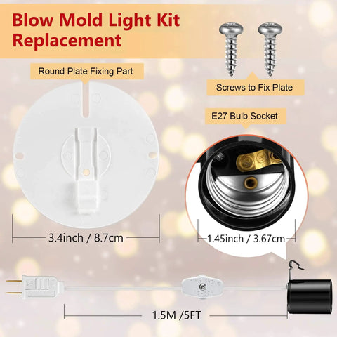 Blow Mold Light Kit Replacement For Indoor And Outdoor Halloween And Christmas Village Decor E27 E26 Single Light Cord Kit details