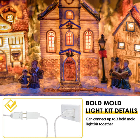 Christmas village house with Easy Install Blow Mold Light Kit Replacement for Indoor Outdoor Decor E27 E26 Single Light Cord Kit