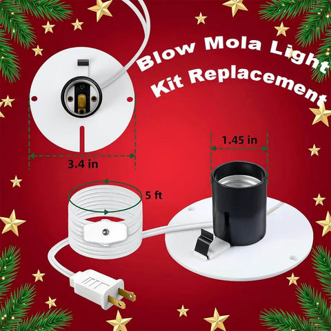 All In One Blow Mold Light Kit Replacement With Switch for Christmas Village Decor, 5 ft cord, on-off switch, E26/E27 socket