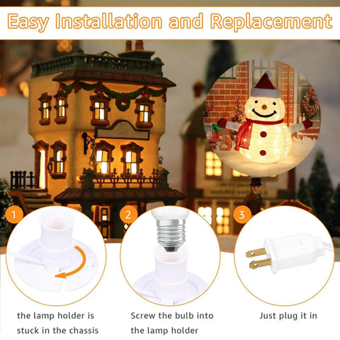 5 Foot Blow Mold Light Kit Replacement For MB48 With E26 And E27 Lamp Holder White 1 Set displayed with snowman lantern decoration
