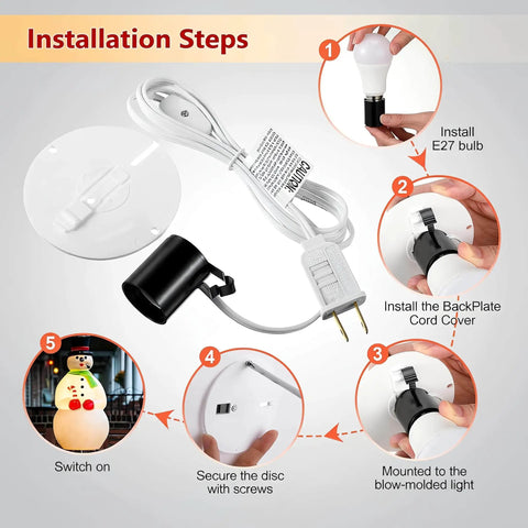 Installation guide for All In One Blow Mold Light Kit Replacement With Switch for indoor outdoor Christmas village decor