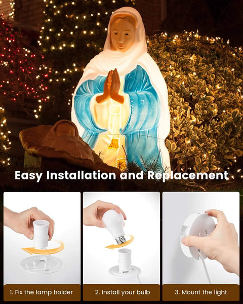 Blow Mold Light Kit Replacement For Outdoor Holiday Decor With E26 E27 Socket 3.5 Inch Universal Light Plate installation guide