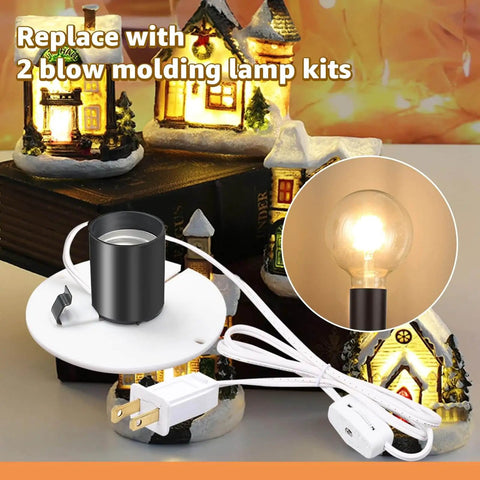 Two Pack Blow Mold Light Kit Replacement For Halloween And Christmas Decor With E27 E26 Socket, salt lamp base, indoor outdoor use