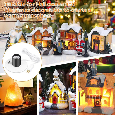 Blow Mold Light Kit Replacement Cord For Halloween And Christmas Blow Mold Village Decorations 5 Foot Easy To Install Lamp Cord With On Off Switch For E26 E27 Bulbs Indoor Outdoor Use Salt Lamp Compatible 4 Pack