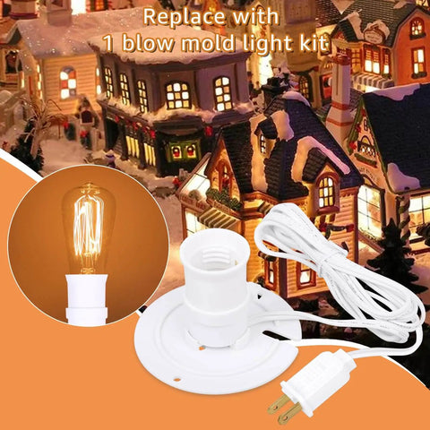 5 Foot Blow Mold Light Kit Replacement For MB48 With E26 And E27 Lamp Holder White 1 Set shown with holiday village scene