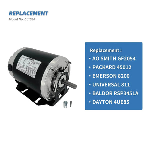 GF2054 Blower Motor 1/2 HP 115 Volt 60Hz 1725RPM 48 Frame Compatible with AO Smith, Packard, Emerson, GE, Universal, BALDOR, Dayton