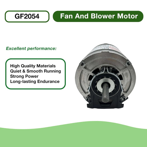 Front view of Half Horsepower Blower Motor For 115V HVAC Systems Belt Drive 1725 RPM 60 Hz 48 Frame 7.2A Reversible Rotation
