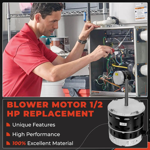 Technician installing Half Horsepower Blower Motor For Nortek Nordyne Intertherm Miller Maytag Frigidaire Gas Furnaces 622686.