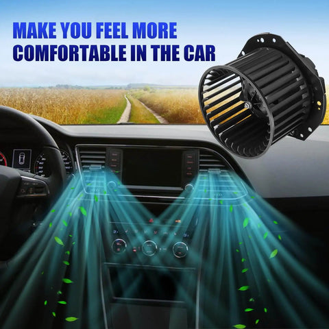 Blower Motor With Fan Replacement For Chevy S10 Astro Blazer GMC Sonoma Safari Jimmy Isuzu Hombre Oldsmobile Bravada AC Heater Compatible Part 700092 1994-2004 installed in car dashboard, showing airflow effect.