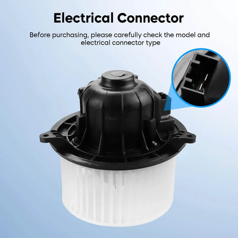 HVAC Blower Motor Fan For Ford Expedition 2009 To 2017, Ford F150 2009 To 2014, Lincoln Navigator 2009 To 2014 Replacement Part 700237 AL1Z19805A Easy Install And Quiet Performance with a close-up of electrical connector.