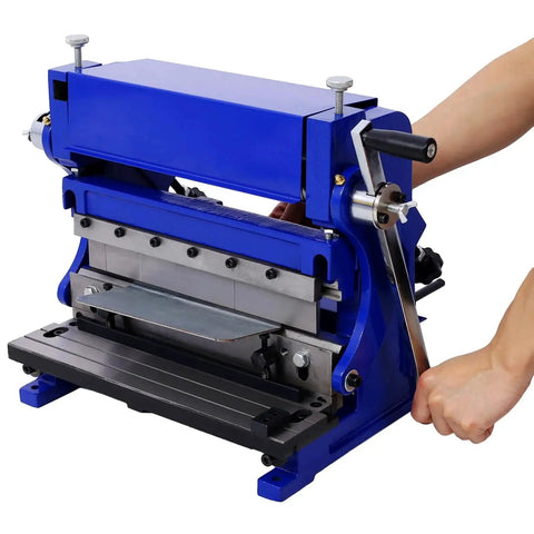 3-In-1 12 Inch Sheet Metal Machine With Shear Press Brake And Slip Roll for Bending Cutting and Rolling, in use