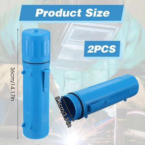 Blue 2 Pcs Welding Rod Storage Tube 14 Inch Airproof Waterproof Electrode Sticks Container Red And Blue Durable ABS Case