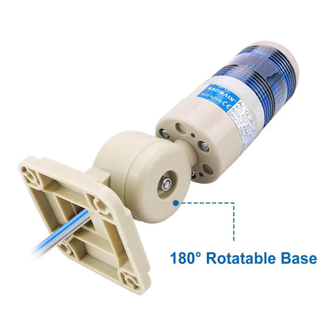 Blue LED Signal Tower Light With 180 Degree Rotating Base For Industrial Automation 24V DC LXY502T1 side view