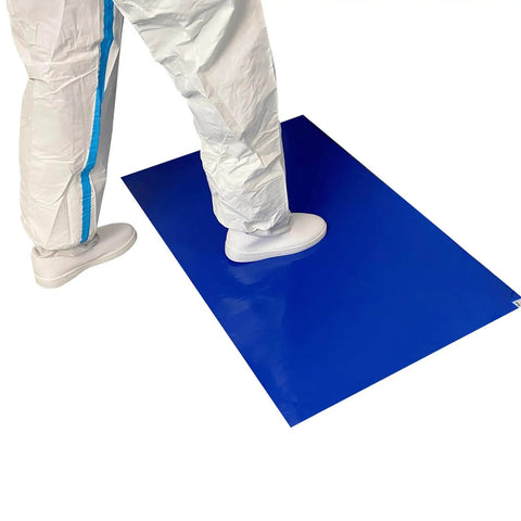 Adhesive Sticky Floor Mats 24 By 36 Inches For Construction Sites Labs Cleanrooms Hospitals And Sports Shoes Blue 12 Pack Peel And Stick Tacky Pad That Traps Dirt In High Traffic Areas