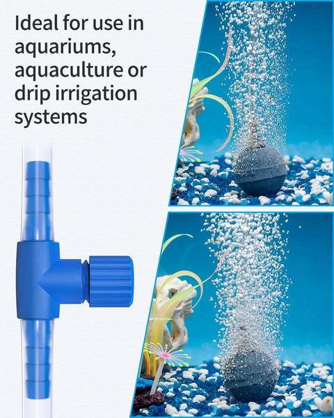 Pawfly blue plastic aquarium air control valve for 3/16" ID tubing, single-way regulator