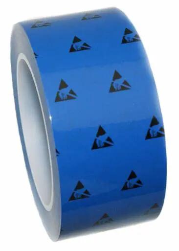 Blue anti static cleanroom tape roll, designed for ESD safe work in ISO Class 7 to 8 environments, pro grade 2 inch wide by 108 feet long, 5 mil thick.