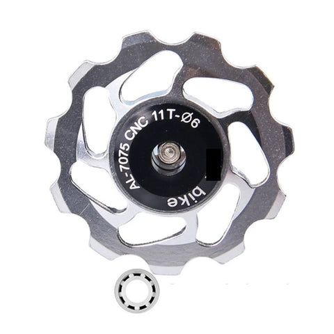 Front view of Pulley Bicycle Pulley Ceramic Bearing Jockey Wheel Pulley Bicycle Road Bike Rear Derailleur Replacement (Color: Blue).