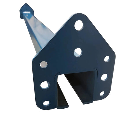 Blue Enclosed Conveyor Track With Pre Welded Yokes 6 Foot Trolley Rail showing mounting holes and construction detail