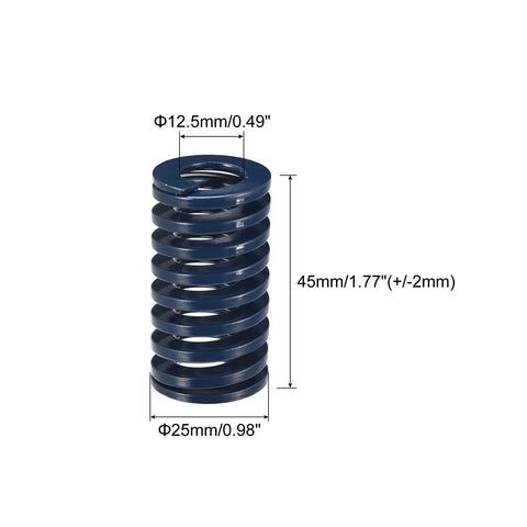 Four Piece 25mm Outer Diameter 45mm Free Length Die Spring Set For 3D Printers Blue Light Load Steel Closed End